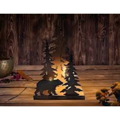 Rustic Metal Bear Silhouette Table Lamp – Forest-Inspired Night - Google Search