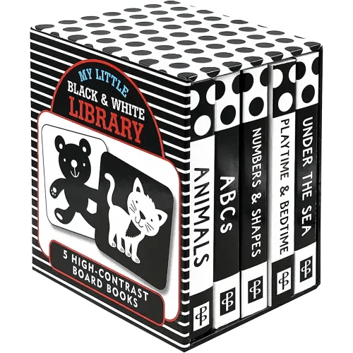 My Little Black and White Board Book Library - Set of 5 High Contrast Board Books (What Does Baby See?)