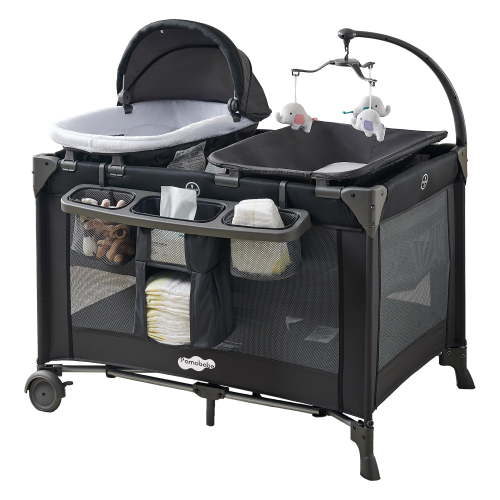 Pamo Babe 4-in-1 Baby Playard with Bassinet & Changing Table for Newborn