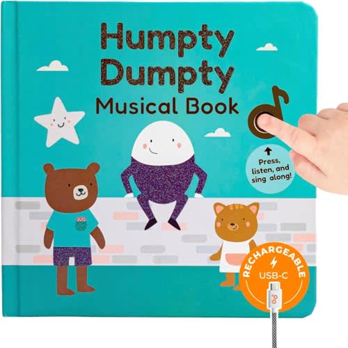 Cali's Books Humpty Dumpty Music Book for Toddlers 1-3 Years Old | USB-C Rechargeable, Nursery Rhymes Musical Book, 6 Favorite Rhymes