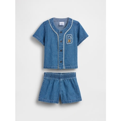 Baby Denim Varsity Outfit Set