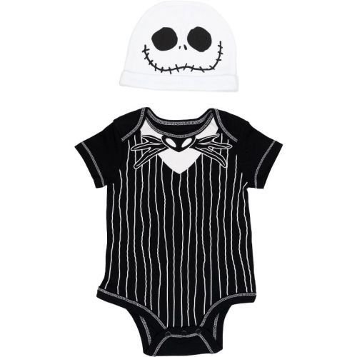 Disney Nightmare Before Christmas Jack Skellington Newborn Baby Boys Cuddly Cosplay Bodysuit and Hat 0-3 Months