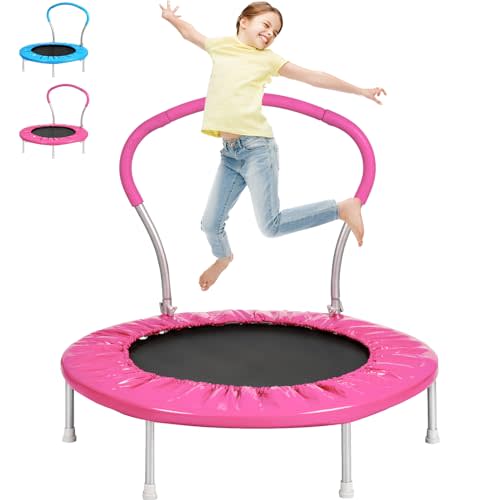 36 Inch Kids Trampoline: Mini Trampoline with Handle Indoor Outdoor Use, Toddler Small Fitness Rebounder