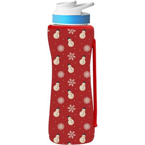 22oz Christmas Sleeve Compatible With Cirkul Water Bottle for Plastic And Stainless Steel Bottles 22oz Neoprene Sweat-Wicking Material Insulated Cover Designed With Handles(Snowman)