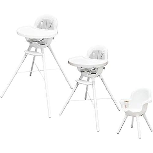 Boon GRUB Adjustable Baby High Chair - Convertible High Chair and Toddler Chair - High Chairs for Babies and Toddlers 6 Months to 6 Years - Dishwasher Safe - White
