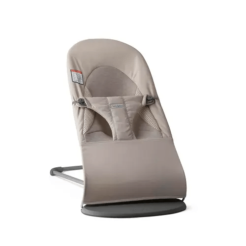 BabyBjörn Bouncer Balance Soft, Tri-Fabric, Sand Grey | 2-in-1 Adjustable Baby Bouncer Seat and Toddler Chair, Newborn to Toddler (8-29 lbs), 4 Positions, Lightweight & Portable