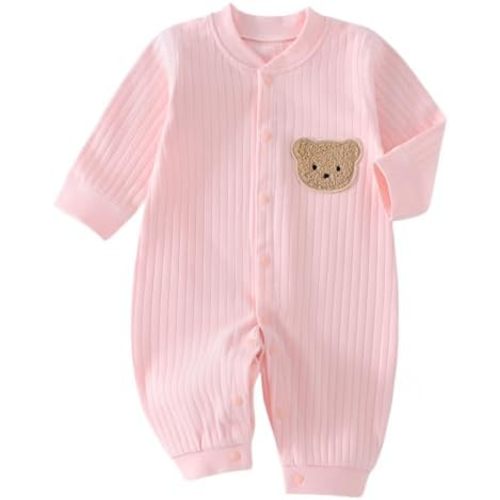 Baby Jumpsuit Long Sleeve Romper - Easy Diaper Change | Ribbed Cuffs | 100% Cotton Baby Clothes for Boys Girls