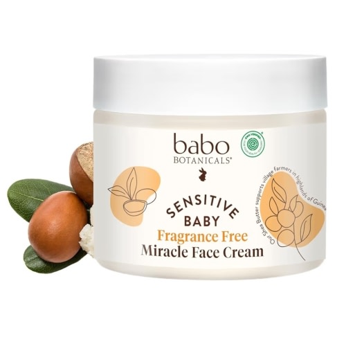 Babo Botanicals Sensitive Baby Fragrance-Free Miracle Cream - Face & Body Moisturizer - For Sensitive Skin - Calendula, Shea Butter, Coconut Oil - EWG Verified - Fragrance-Free - For Babies & Kids