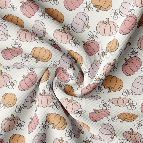 Pumpkin Fall Printed  Liverpool Bullet Textured Fabric by the yard 4Way Stretch Solid Strip Thick Knit Jersey Liverpool Fabric AA615