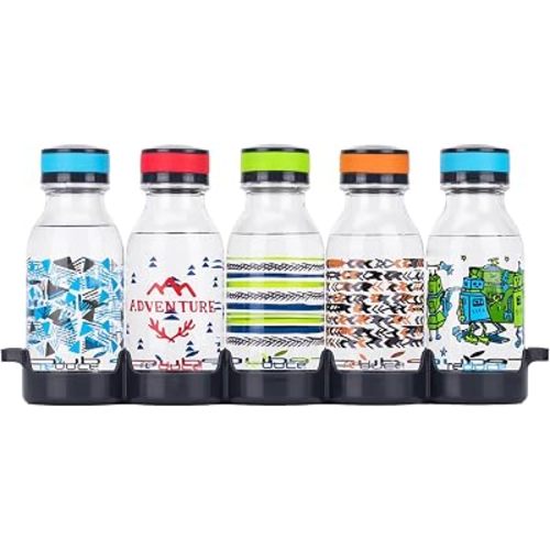 REDUCE WaterWeek Refillable Water Bottles, 14 oz - Includes 5 WaterWeek Leak Proof Tritan Reusable Water Bottles - Includes Fridge Tray - Navigate