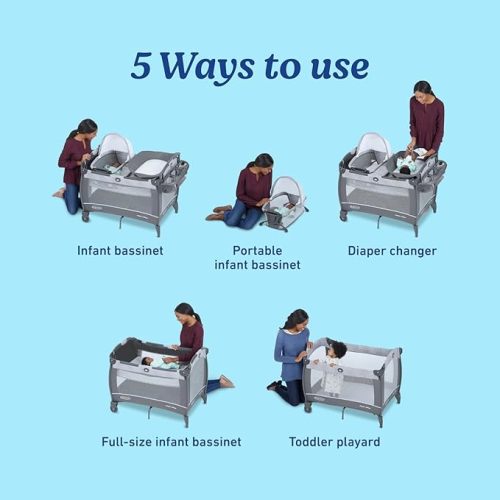 Graco Pack 'n Play Close2Baby Bassinet Playard Features Portable Bassinet Diaper Changer and More, Derby