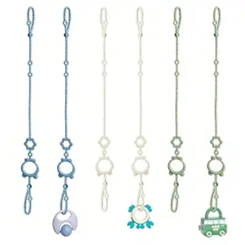 Toy Straps for Baby, 6pcs Adjustable Toy Holder for Stroller Accessories, Silicone Baby Tether Pacifier Clip, No Throw Baby Travel Essential Leash for High Chair, Car Seat, Baby Toy Clips