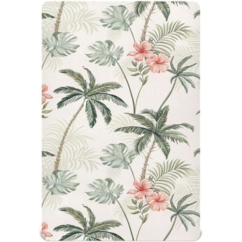Tropical Palm Trees Crib Sheets, Crib Sheets for Boys Girls, Breathable Soft Standard Toddler Crib Sheet 39 X 27 Inches