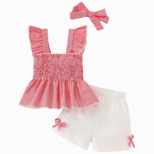UAYOTSE Girl Clothes Set Summer Baby 0 6 12 18 24 Months 2T 3T Girl School Wear Clothes Shorts Set Floral Summer Outfits Cute Baby Clothes,Sizes 18-24 Months