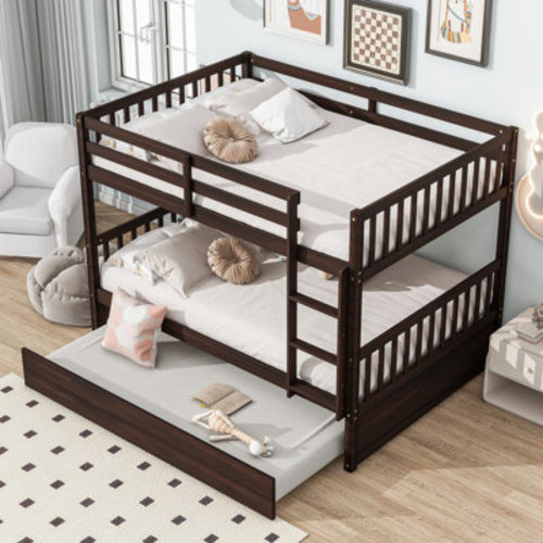 Harriet Bee 58" W Solid Wood Bunk Bed with Trundle and Convertible Design & Reviews | Wayfair
