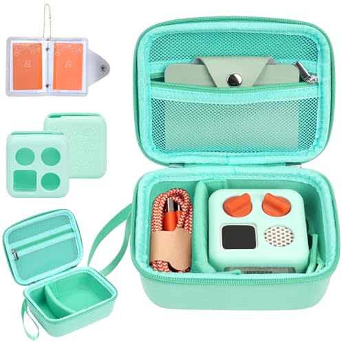 YouKnow Hard Case and Silicone Cover for Yoto Mini Player, Kids Audio Music Accessory with Card Case Holder for up to 10 Cards (Green)