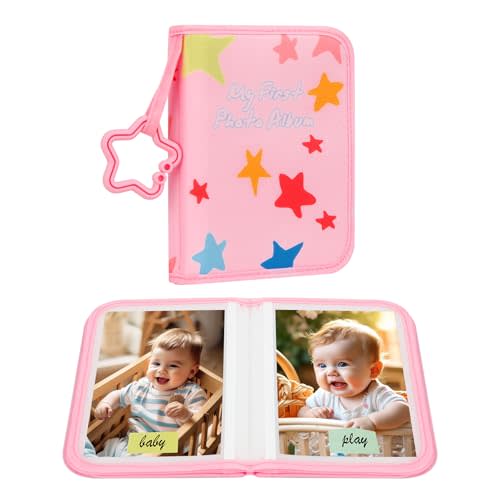 Baby's My First Photo Album for Baby Holds 21 4x6 Photos, Baby Photo Album Soft Cloth Family Book, My First Family Album for 4x6 Baby Shower Kids Toddlers Family Pictures, Toddler Photo Album (Pink)