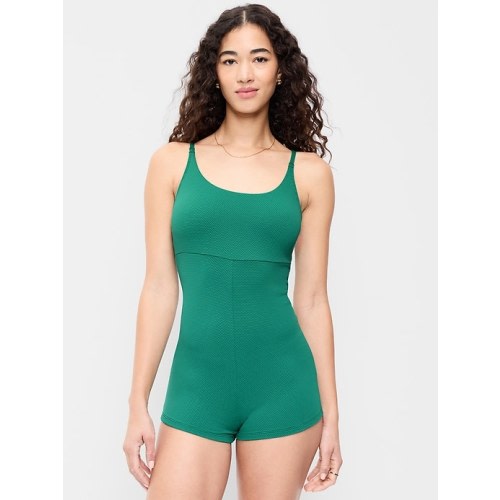 Textured Swim Romper -- 2.5-inch inseam