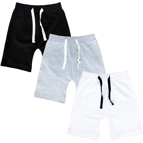 SOBOWO Baby Boys Girls Shorts 3-Pack Newborn Solid Color Cotton Sport Jogger Short Pants for Unisex Boy Girl 0-24 Months
