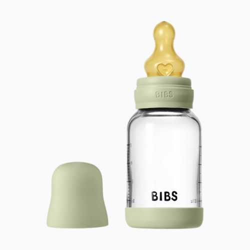 Baby Glass Bottle with Natural Rubber Nipple - Sage