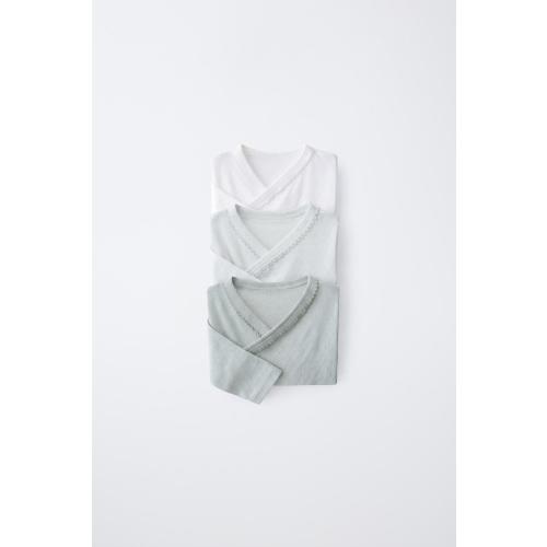 3-PACK POINTELLE CROSSOVER BODYSUTIS - Sea green | ZARA United States