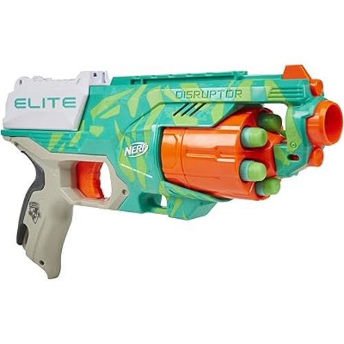 NERF Elite Disruptor Dynamic Green Dart Blaster, Rotating Drum, Slam Fire, Easter Gift for Kids, Kids Outdoor Toys for 8 Year Old Boys & Girls (Amazon Exclusive)