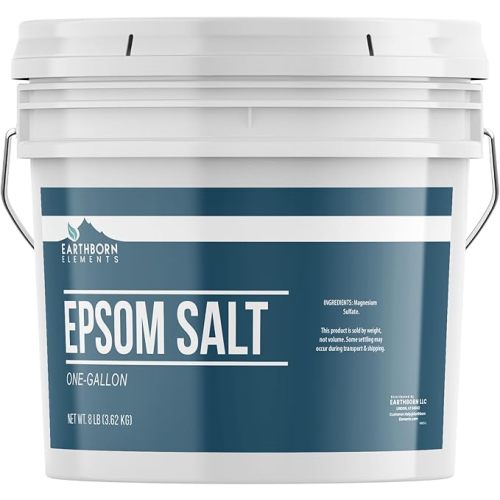 Earthborn Elements Epsom Salt (1 Gallon), Resealable Bucket, Magnesium Sulfate Soaking Solution, All-Natural