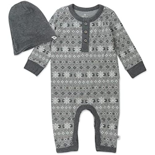 HonestBaby unisex-baby Coverall and Beanie Setâ Organic Cotton