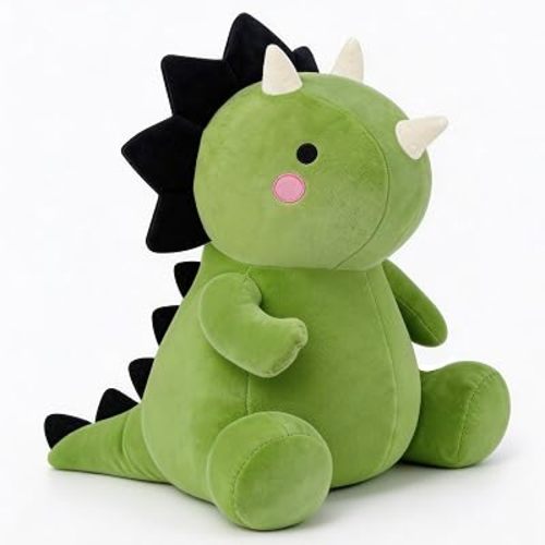 VHYHCY Cute Dinosaur Plush Toys, Fat Dinosaur Stuffed Animals, Soft Triceratops Plush Dino Plushie, Birthday Gifts for Kids Girls Boys Green 8 inch