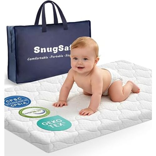 Pack and Play Mattress, 1.5" Thick Comfortable Soft & Firm Breathable Pack n Play Mattresses, Portable Baby Playpen Mattress with Carry Bag, Removable Washable Cover - 38"x26"x1.5"