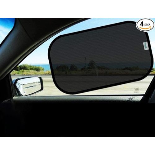 Car Window Shades - Certified 99.79% UVA & 99.95% UVB sun protection. Award winning car sun shade for side windows. 4 Pack (2 Transparency options) 22" x 14" -window shade for car baby by Kinder Fluff