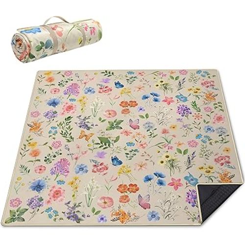 Extra Large Picnic Blankets Waterproof Foldable (80 "x 80") Beach Blanket Waterproof Sandproof,3-Layer Thicking Mat Outdoor Packable Camping Blanket(Bohemian)