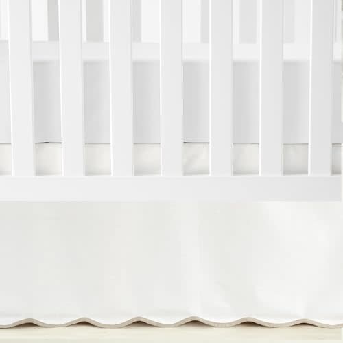 Lush Decor Coastal Chic Scalloped Edge Baby Crib Skirt Single 28" W x 52" L +16" Drop Neutral - White Crib Skirt - Baby Essentials - Coastal Nursery Decor