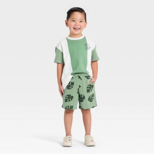 Toddler Boys' Short Sleeve Sweatshirt and Shorts Set - Cat & Jack™ Green 3T