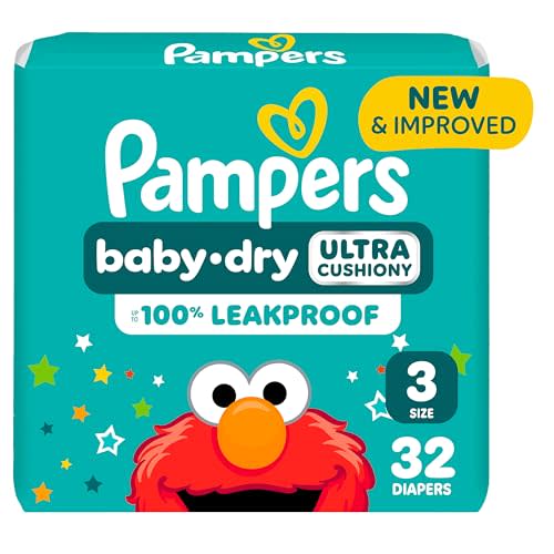 Pampers Diapers - Baby Dry - Size 3, 32 Count, Absorbent Disposable Infant Diaper (Packaging May Vary)