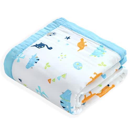 Muslin Quilt Baby Blankets 43 * 43in, Neutral Toddler Cooton Swaddle Blanket, Soft Receiving Blankets for Unisex Baby Girl Boy,Cobijas para Bebe, Newborn Nuilt Crib