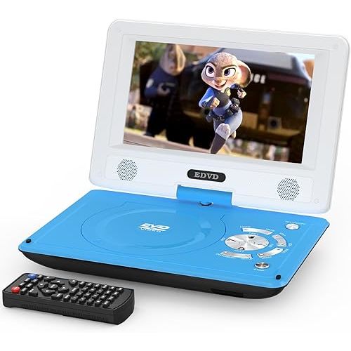 11.5" Portable DVD Player for Kids and Car, 9.5" Swivel HD Screen with 4-6 Hours Built-in Battery, Support Sync Screen to TV, Support SD Card/USB/Multiple Disc Formats (Blue)