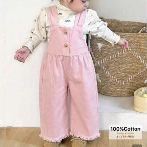 SHEIN Little Byeori Baby Girl Ruched Hem Casual Versatile Everyday Denim Jumpsuit | SHEIN USA