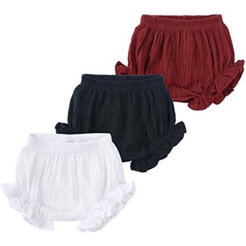 Baby Girls Ruffle Bloomer Shorts Toddler Cute Cotton Linen Panty Diaper Covers