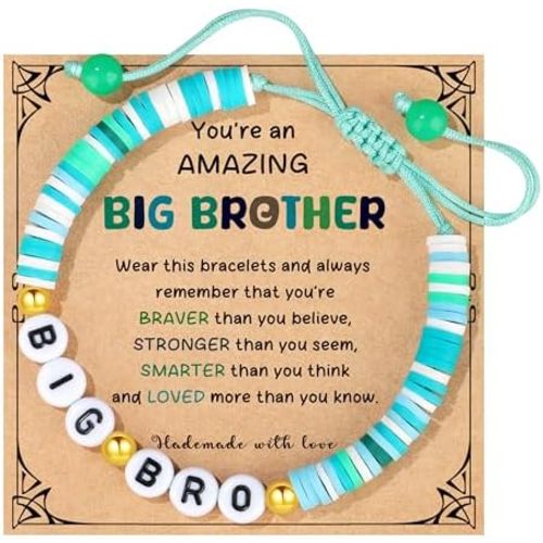 JoycuFF Big Sister and Brother Gifts for Toddler Daughter, Niece, Son, Grandson - Sis Bro Bracelets Matching Outfits for Birthday, Christmas, Announcement Jewelry
