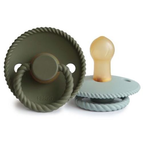 FRIGG Rope Natural Rubber Pacifier 2-Pack Olive/Sage 0-6 Months