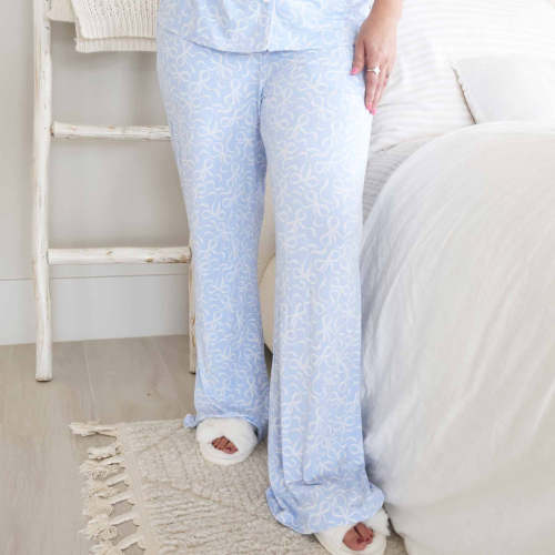 Women's Two Piece Flare Lounge Set | Blue-tiful Bows