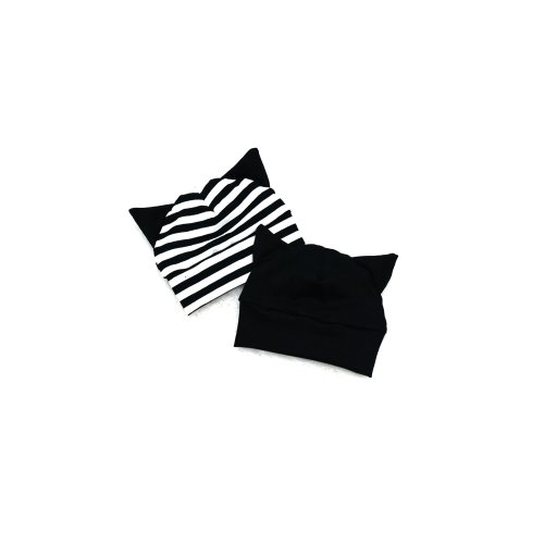 Baby Cat Hat: Striped or Black Cotton Outfit