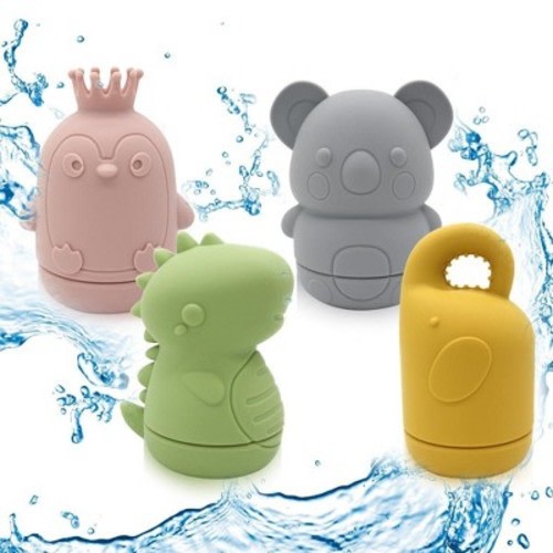 Baby water shower toys set, bath water toys, parent-child interactive toys, 4 pieces safe soft rubber material