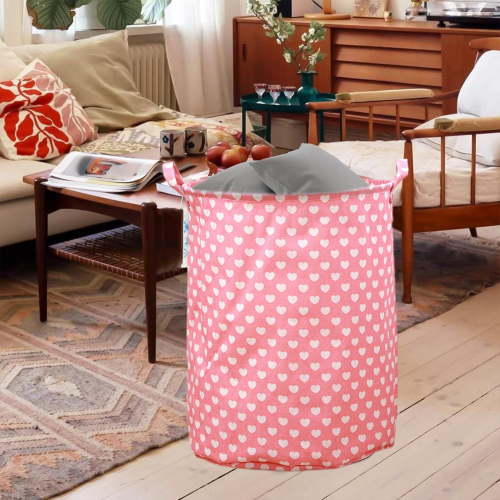 VBBHG Pink Laundry Basket Kids Hamper Storage Bins Girls Nursery Hamper Waterproof Organizer Toy Box Large Canvas Collapsible Chest for for Bedroom,Clothes Organizer Basket,Toys Bin,Room Decor