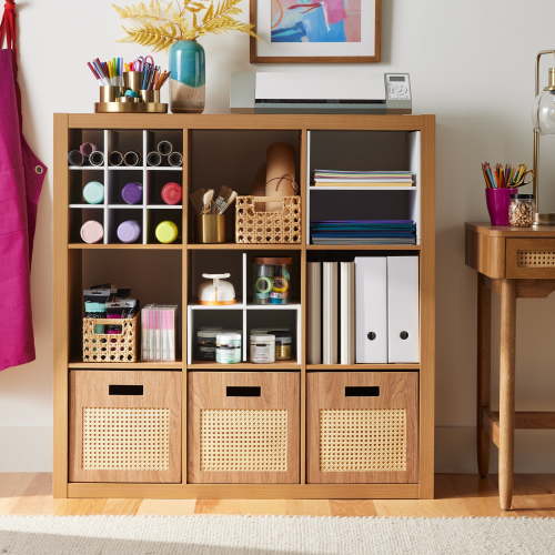 Better Homes & Gardens 9 Cube Storage Organizer, Light Honey