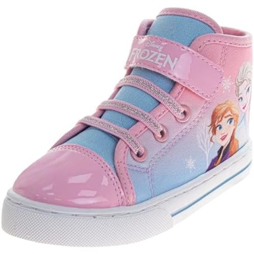 Disney Princess Minnie Mouse Frozen Encanto Hightop Sneakers - Snow White Ariel Elsa Maribel Minnie Ankle Shoes (Sizes: 6-12 Toddler - Little Kids)