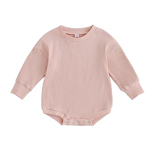 Newborn Baby Boy Girl Clothes Ribbed Sweater Onesie Oversized Knit Sweatshirt Bubble Romper Top Cute Fall Outfit