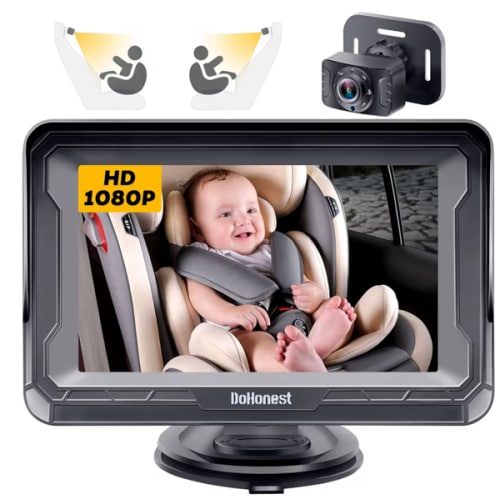 DoHonest Baby Car Camera HD 1080P - Rear-Facing Car Baby Monitor with Night Vision, Adjustable View Angle, Easy Setup, Anti-Glare Display, Safety for Kids & Infants