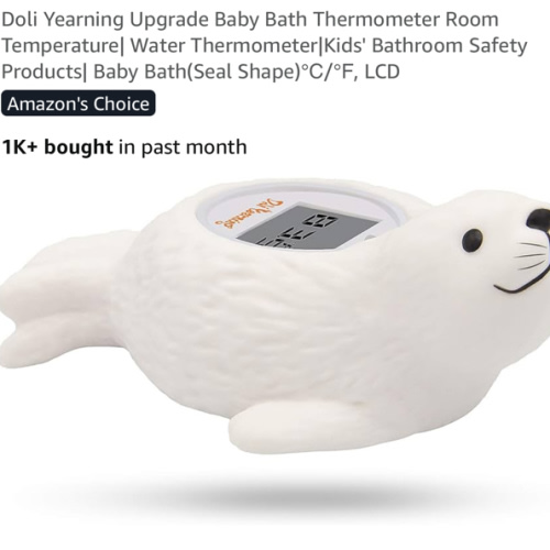 Doli Yearning Upgrade Baby Bath Thermometer Room Temperature| Water Thermometer|Kids' Bathroom Safety Products| Baby Bath(Seal Shape)℃/℉, LCD